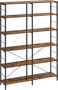 Полиця VASAGLE, 6 рівнів, 30 x 120 x 172,5 см, промисловий дизайн, для вітальні, кабінету, балкону, кухні, вінтажний