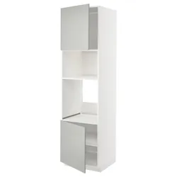 IKEA METOD(295.388.11) висока шафа для духовки/мікрохвильовки, 2 дверцята/полиці, білий/Хавсторп світло-сірий