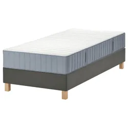 IKEA LYNGÖR(195.518.17) континентальне ліжко, Valevåg середньої твердості/світло-синій темно-сірий