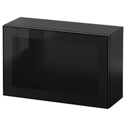 IKEA BESTÅ(694.293.39) комбінування навісних шаф, чорно-коричневий Glassvik / чорне прозоре скло