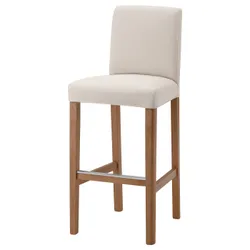 IKEA BERGMUND(793.882.15) Барний стілець зі спинкою, наслідування дуб/Халларп бежевий
