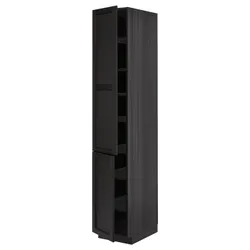 IKEA METOD(694.693.49) Висока шафа з полками/2DRZ, Чорний/Лерхіттан пофарбований чорним