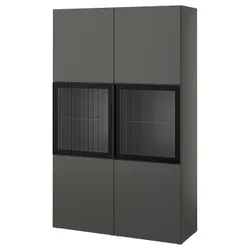 IKEA BESTÅ(695.081.38) полиця/скляні двері, темно-сірий Lappviken/Fällsvik антрацит