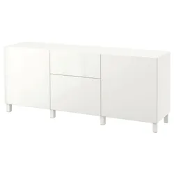 IKEA BESTÅ (191.956.63) поєднання з ящиками, білий / Selsviken / Stubbarp глянцевий / білий