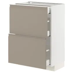 IKEA METOD / MAXIMERA(394.920.06) Шафа з 2 фасадами/3 ящиками, білий/Upplöv матовий темно-бежевий