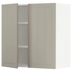 IKEA METOD(594.543.53) навісна шафа з полицями / 2 двер, білий / Stensund beige