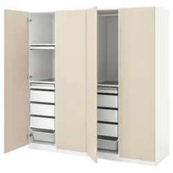 IKEA PAX / REINSVOLL(093.362.82) комбінований гардероб, білий / сіро-бежевий