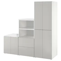 IKEA SMÅSTAD / PLATSA (594.876.26) стійка, білий / сірий
