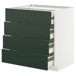 IKEA METOD / MAXIMERA(895.568.97) Шафа з 4 фасадами/2 низькими/3 середніми ящиками, білий/Хавсторп темно-зелений