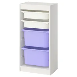 IKEA TROFAST(295.751.58) Полиця з контейнерами, Білий/бузок