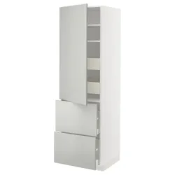 IKEA METOD / MAXIMERA(895.380.16) висока шафа з полицею/4 ящики/двері/2 фасади, білий/Хавсторп світло-сірий