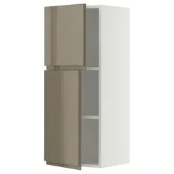 IKEA METOD(595.774.29) настінна шафа з полками/2 двері, білий/Voxtorp Gloss Dark -brown