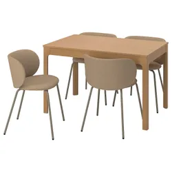 IKEA EKEDALEN / KRYLBO(095.363.37) стіл та 4 стільці, дуб/Тонеруд темно-бежевий