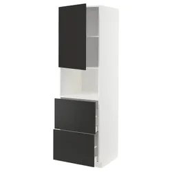 IKEA METOD / MAXIMERA(694.987.33) висока шафа для мікрохвильової печі з дверцятами та 2 ящиками, білий/Nickebo матовий антрацит