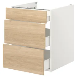 IKEA ENHET(493.209.86) нижня шафа / 3 ящики, білий/імітація дуб