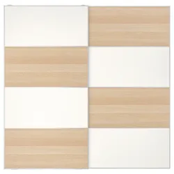 IKEA MEHAMN(594.397.77) Розсувні двері, 2 сторони/ дуб білий вітражний, скло прозоре, білий