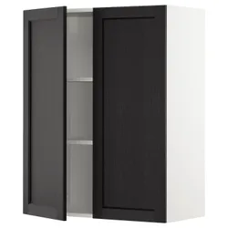 IKEA METOD(494.542.59) навісна шафа з полицями / 2 двер, білий/забарвлений лерхітановим чорним