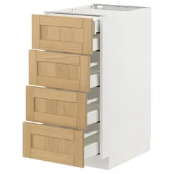 IKEA METOD / MAXIMERA(295.091.25) Шафа з 4 фасадами/2 низькими/3 середніми ящиками, білий/Дуб Форсбака