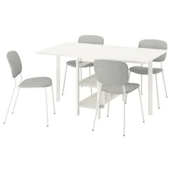 IKEA VIHALS / VIHALS(095.899.48) Стіл та 4 стільці, Стол із опущеним верхом/білим бежевим бежевим бежевим
