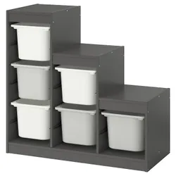 IKEA TROFAST(995.744.43) Полиця з контейнерами, сірий білий/сірий