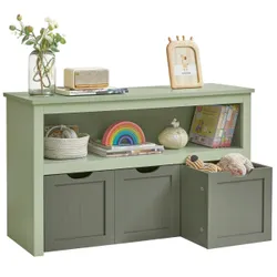 Зелена шафа для книг для іграшок