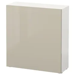 IKEA BESTÅ(990.468.67) шафа з дверима, білий / глянцевий бежевий Selsviken