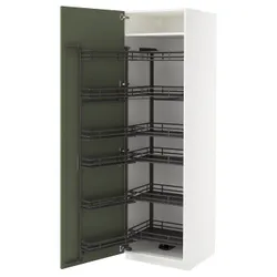 IKEA METOD(795.175.85) Високий шафа з висувною коморою, Biały/axstad gria -green