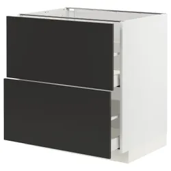 IKEA METOD / MAXIMERA(994.981.71) Шафа з 2 фасадами/2 високими ящиками, білий/Nickebo матовий антрацит