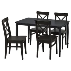IKEA DANDERYD / INGOLF(095.442.81) стіл та 4 стільці, чорний/коричнево-чорний