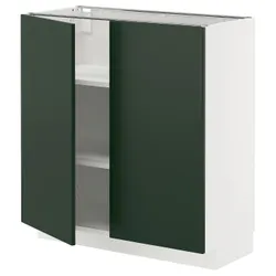 IKEA METOD(995.571.89) підлогова шафа/полиці/2 двері, білий/Хавсторп темно-зелений