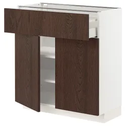 IKEA METOD / MAXIMERA(094.698.23) верхній ящик / 2 двері, білий / Сінарп коричневий