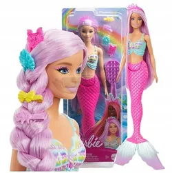 ЛЯЛЬКА БАРБІ РУСАЛКА з довгим рожевим волоссям для розчісування HRR00