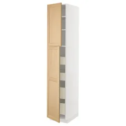 IKEA METOD / MAXIMERA(695.095.00) висока шафа з 2 дверцятами/4 ящиками, білий/Дуб Форсбака