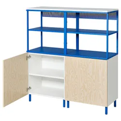 IKEA PLATSA(595.229.22) відкритий стелаж з 2 дверцятами, Кальбоден білий/синій
