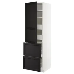 IKEA METOD / MAXIMERA(393.700.19) w sz z pół / 4 szu / drz / 2 fr, білий/забарвлений лерхітановим чорним