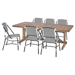 IKEA NORRMANSÖ / VASSHOLMEN(094.352.15) стіл + 6 стільців, вул, акація/чорна біла