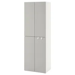 IKEA SMÅSTAD / PLATSA (894.304.74) гардероб, білий сірий / з 2 штангами для одягу