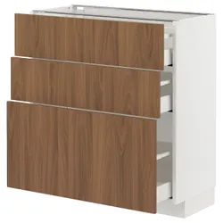 IKEA METOD / MAXIMERA(295.188.94) шафа для підлоги з 3 ящиками, білий/Тісторп імітація коричневого горіха