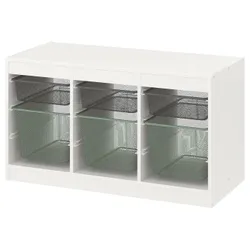 IKEA TROFAST(695.332.65) полиця з контейнерами, білий темно-сірий/світло-зелений сірий