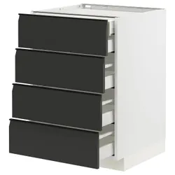 IKEA METOD / MAXIMERA(394.931.57) Шафа з 4 фасадами/2 низькими/3 середніми ящиками, білий/Upplöv матовий антрацит