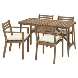 IKEA ASKHOLMEN(095.782.52) Таблиця+4 стільці з повітрям, зовні, темно -коричневий/куддарна світло -сірий -рог