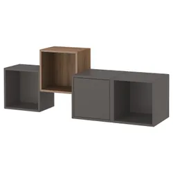 IKEA EKET(295.702.93) Поєднання настінних шаф, темно -сірий/волоський горіх