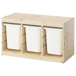 IKEA TROFAST(095.749.42) Полиця з контейнерами, легка сосна, пофарбована в білий/білий