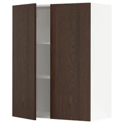 IKEA METOD(394.594.84) навісна шафа з полицями / 2 двер, білий / Сінарп коричневий