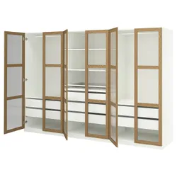 IKEA PAX / TONSTAD(995.667.11) Комбінація гардеробу, Білий/Okl Oak Glass
