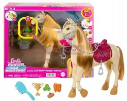 Інтерактивна танцювальна фігурка БАРБІ "Кінь" зі звуками + аксесуари для стилізації HXJ42