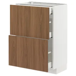IKEA METOD / MAXIMERA(795.194.95) Шафа з 2 фасадами/3 ящиками, білий/Тісторп імітація коричневого горіха