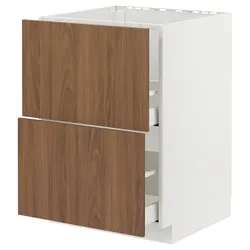 IKEA METOD / MAXIMERA(295.189.07) тумба, раковина + 2 фасади/2 ящики, білий/Тісторп імітація коричневого горіха