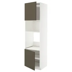 IKEA METOD(795.589.53) висока шафа для духовки/мікрохвильовки, 2 дверцята/полиці, білий/Хавсторп коричнево-бежевий