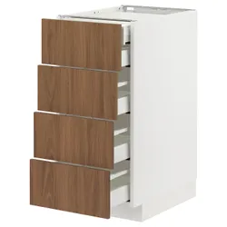 IKEA METOD / MAXIMERA(895.191.93) Шафа з 4 фасадами/2 низькими/3 середніми ящиками, білий/Тісторп імітація коричневого горіха